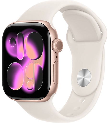 Apple Watch Series 11 42mm, Rose Gold Aluminum Case with Sport Starlight